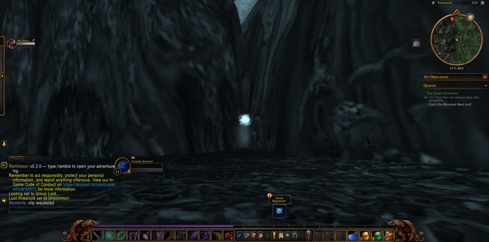 Screenshot in Teldrassil
