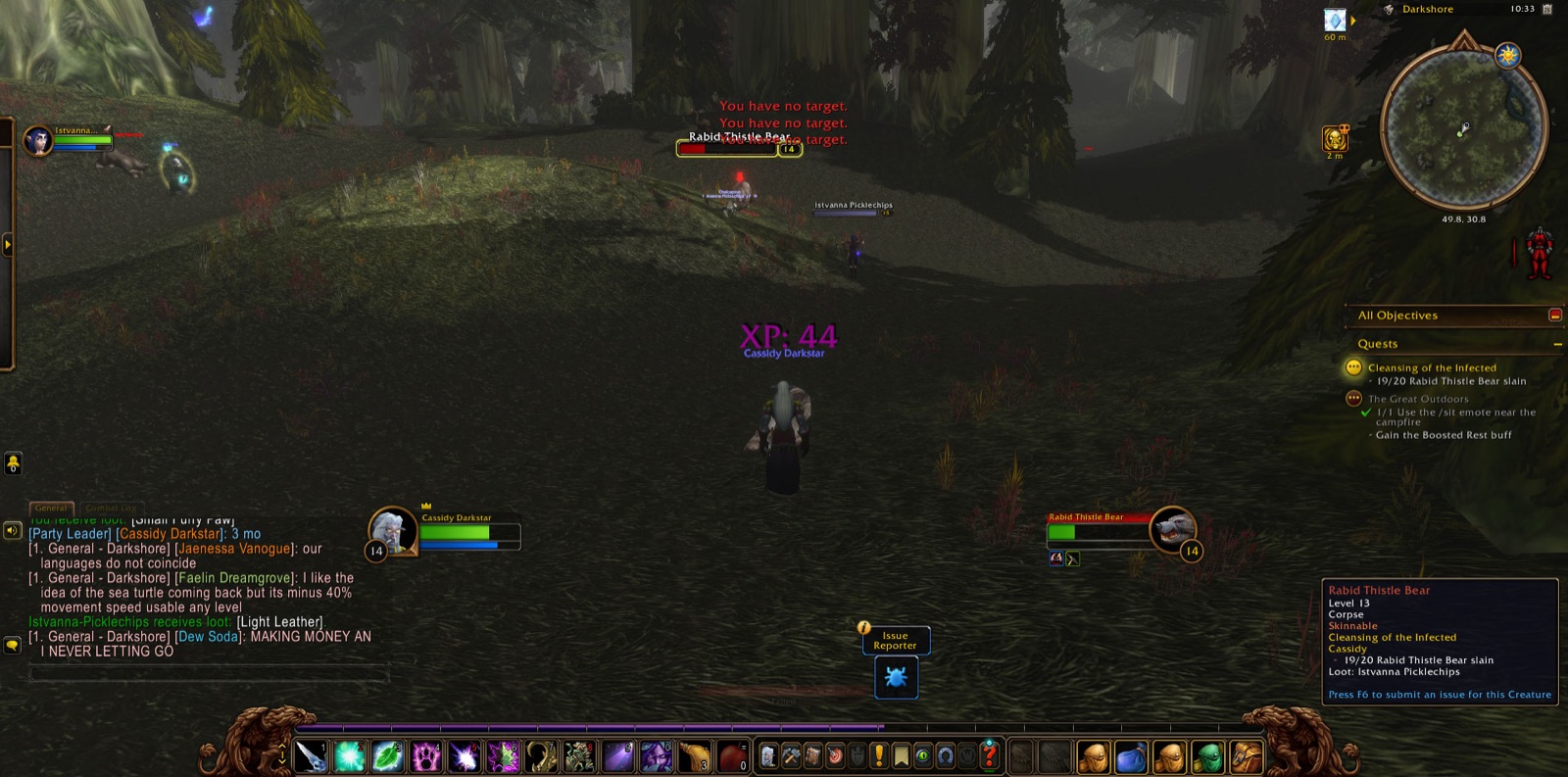 Screenshot in Darkshore