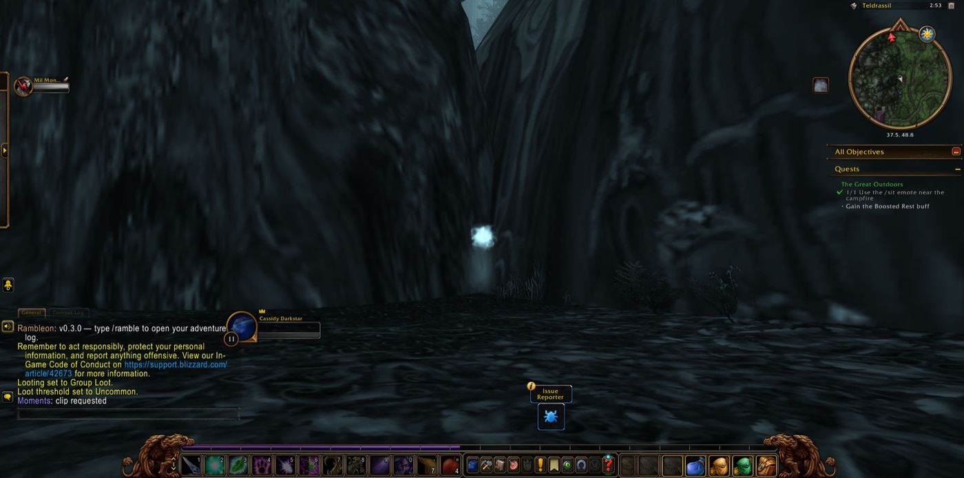 Screenshot in Teldrassil