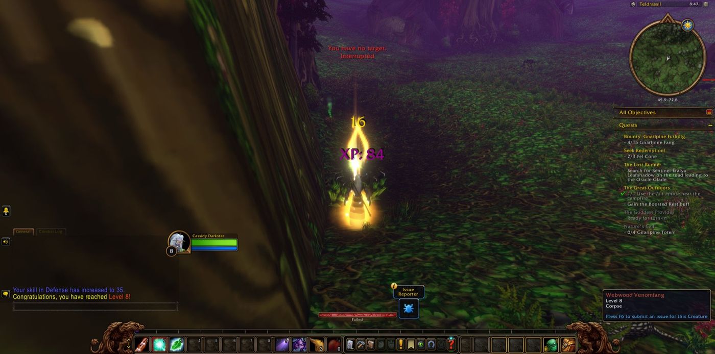 Reached Level 8 in Teldrassil