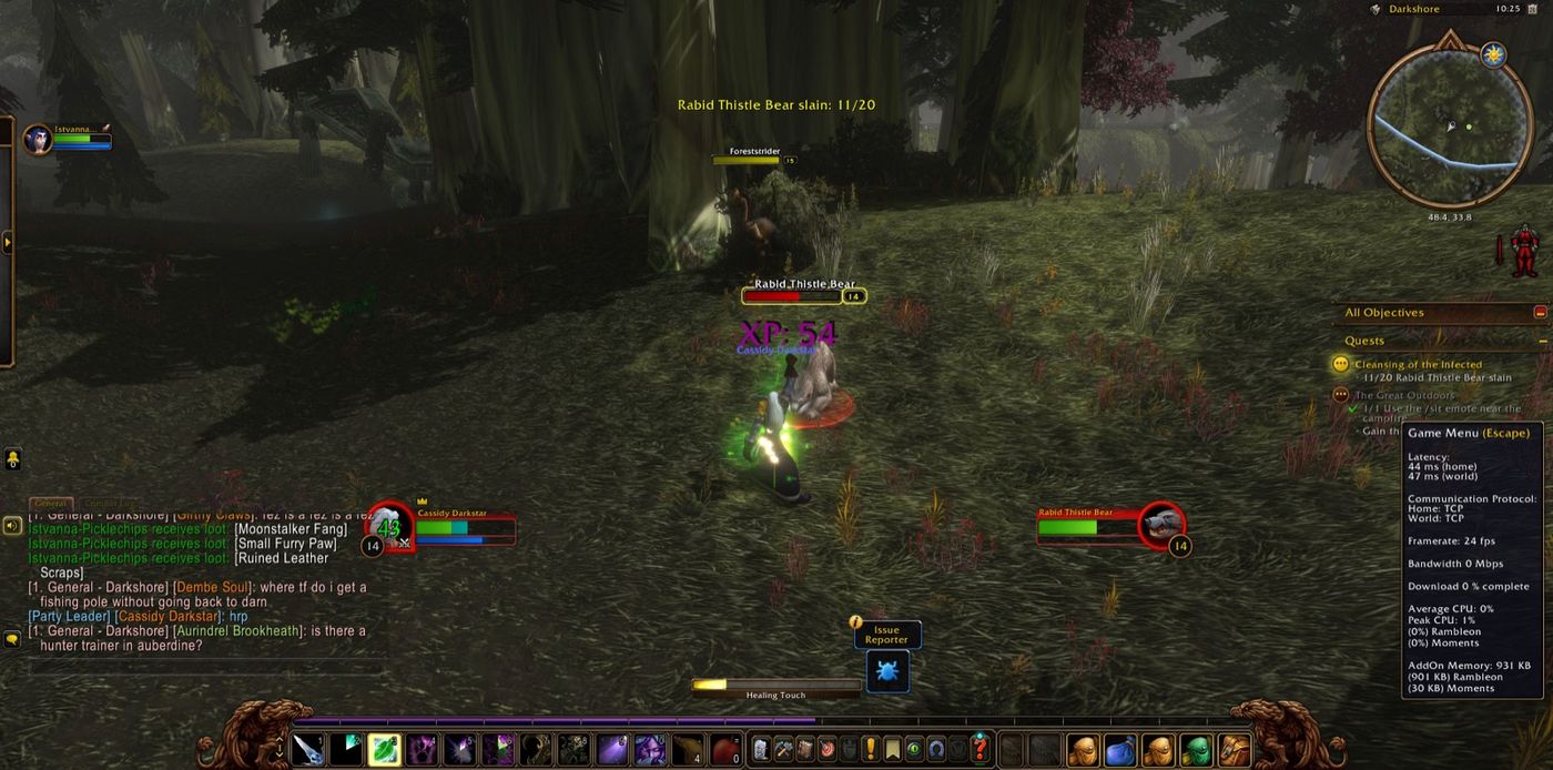 Screenshot in Darkshore