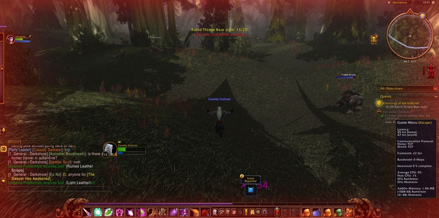 Screenshot in Darkshore