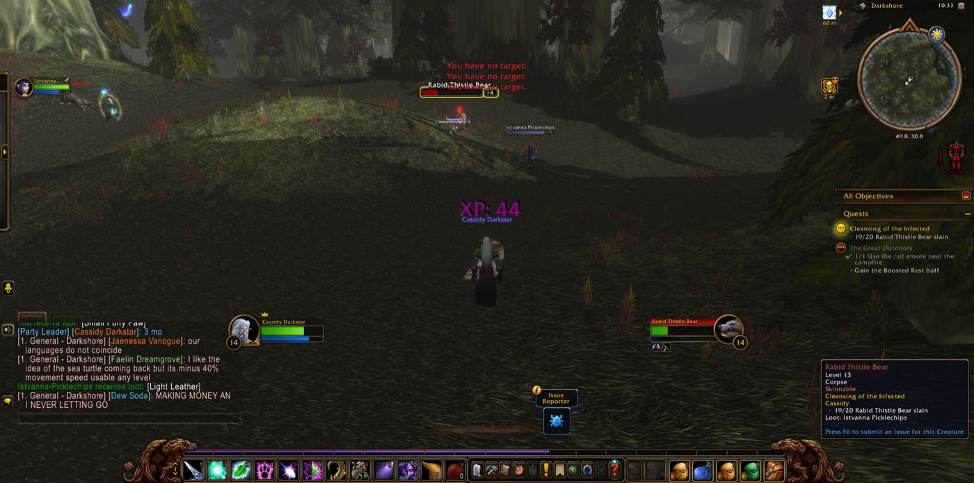 Screenshot in Darkshore