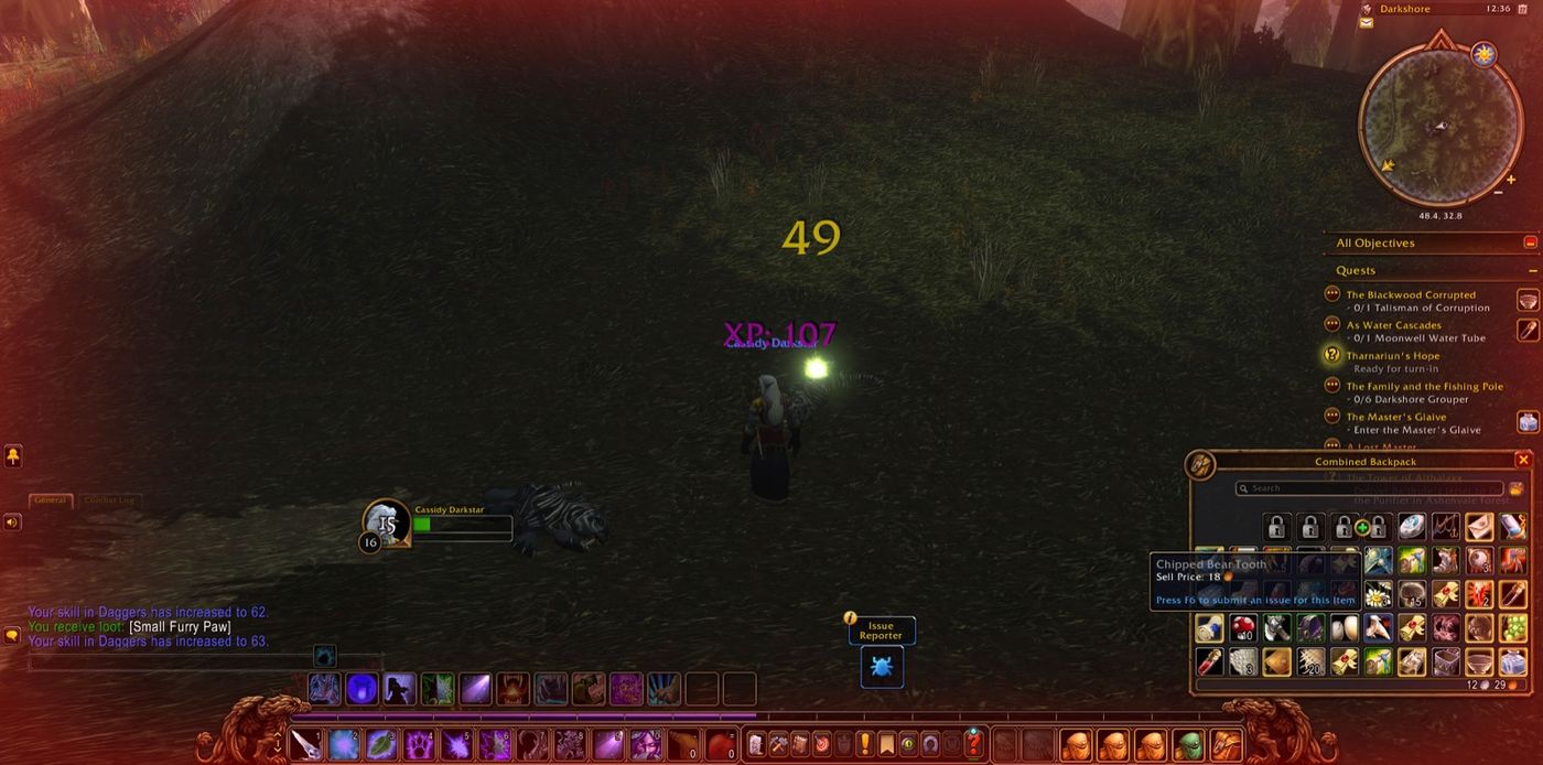 Screenshot in Darkshore